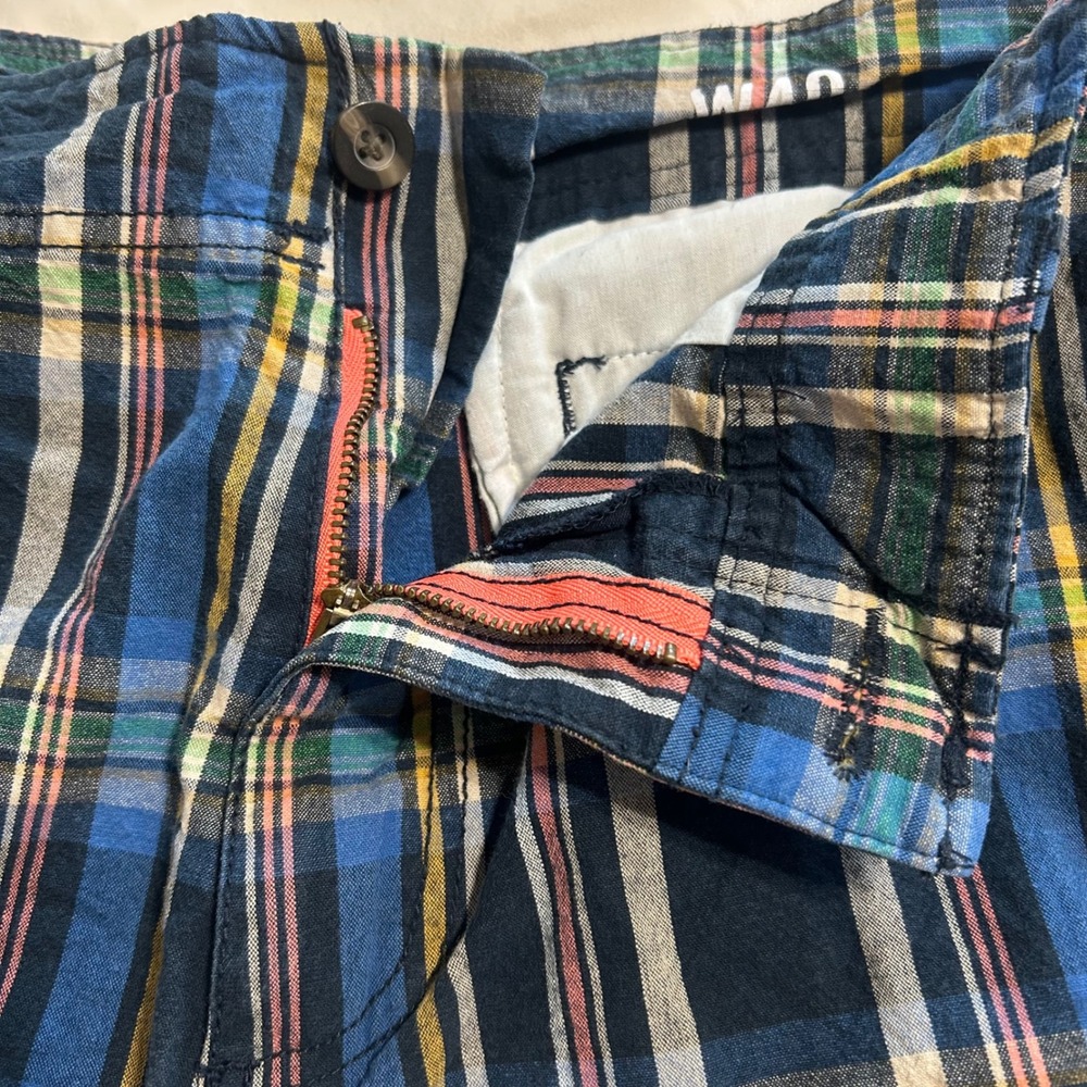 Mossimo Supply Co Mens Plaid Shorts Blue Navy Cotton Flat Front Size 40 W40 - Picture 6 of 11